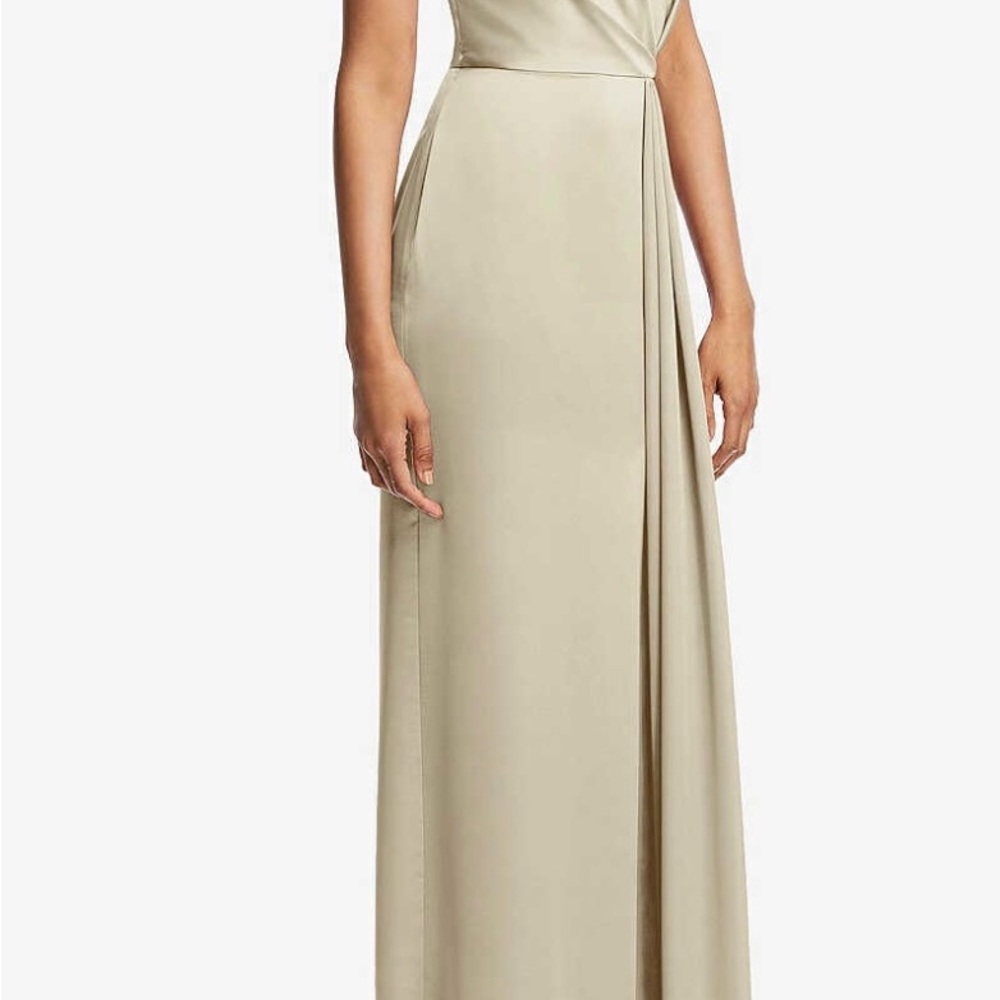 One-Shoulder Draped Skirt Satin Trumpet Gown
